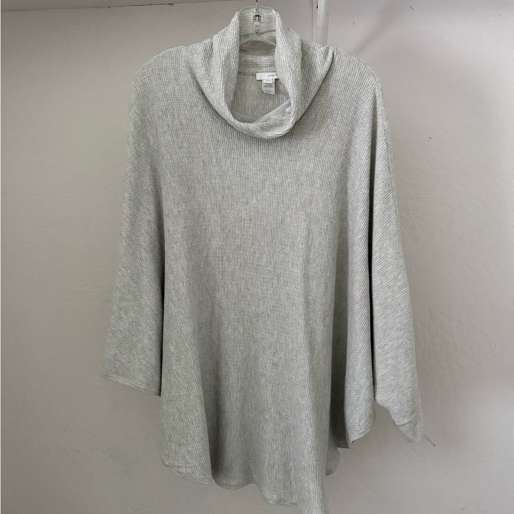 J.Jill PureJill Pearl Gray Poncho-Like Turtleneck Pullover